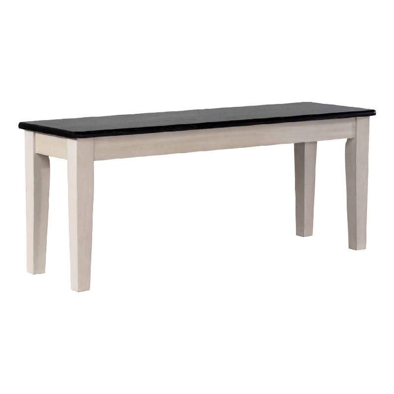 Nova Dining Bench-44 Inch Euro Black Ash Wood Seat-Antique White