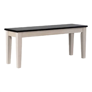 Nova Dining Bench-44 Inch Euro Black Ash Wood Seat-Antique White