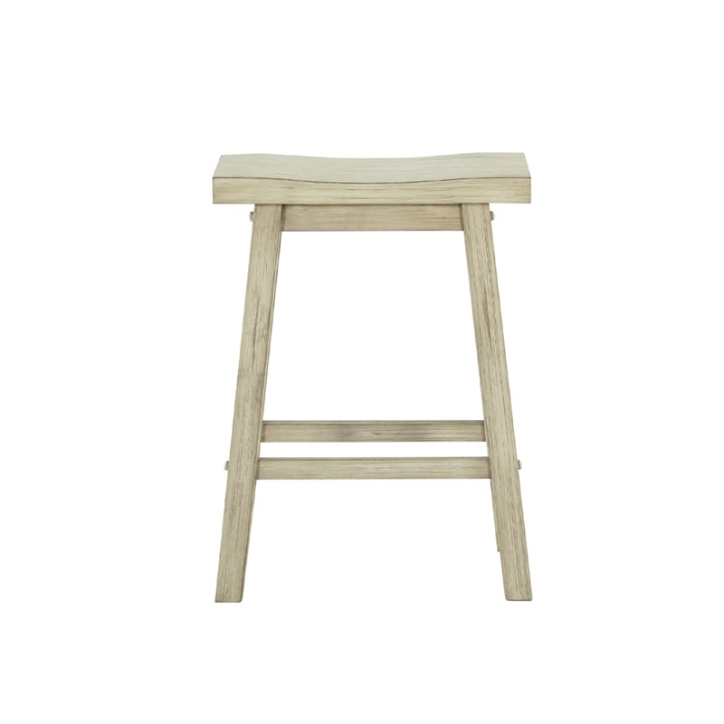 Amber Counter Height Stool-Saddle Seat-Backless-Weathered Gray Wood