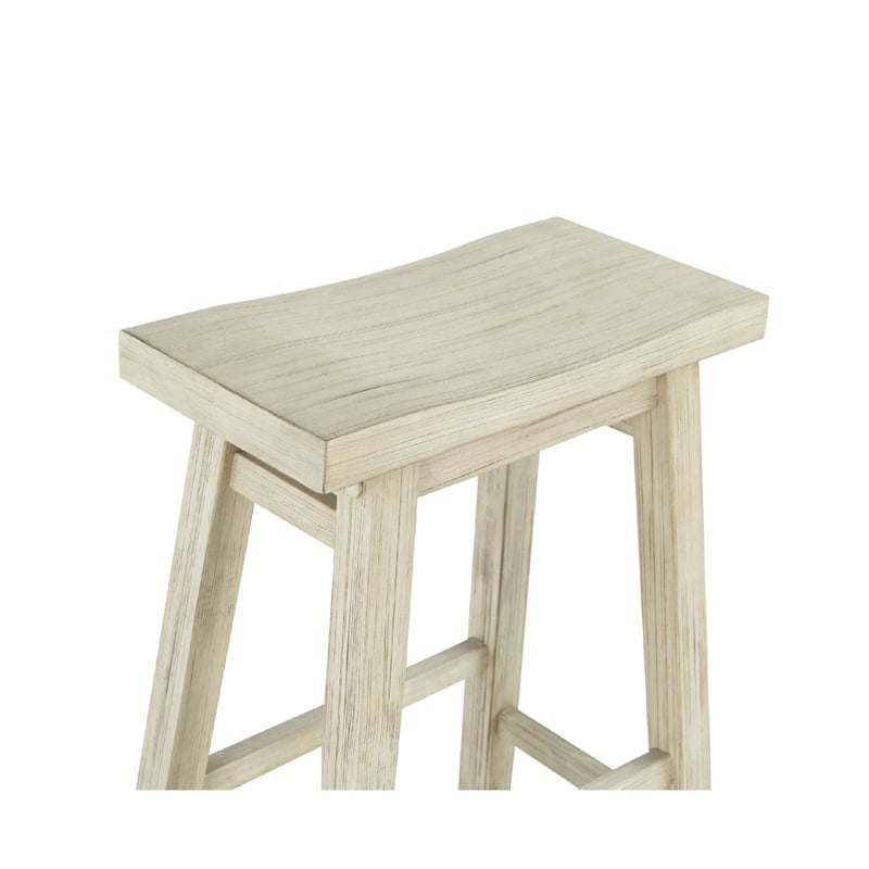 Amber Counter Height Stool-Saddle Seat-Backless-Weathered Gray Wood