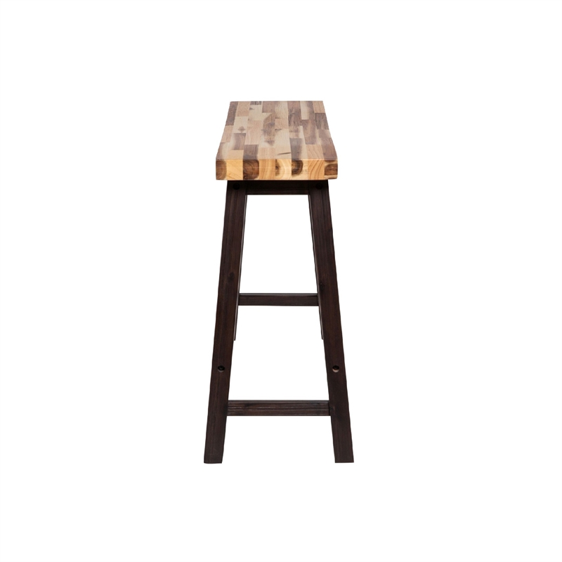 Amber Counter Height Bench-33 Inch Natural Brown Seat-Espresso Brown