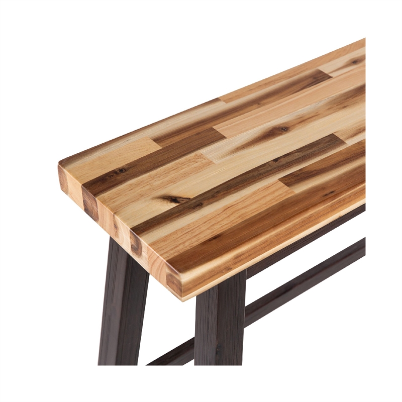 Amber Counter Height Bench-33 Inch Natural Brown Seat-Espresso Brown