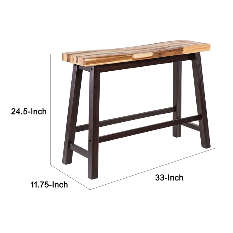 Amber Counter Height Bench-33 Inch Natural Brown Seat-Espresso Brown