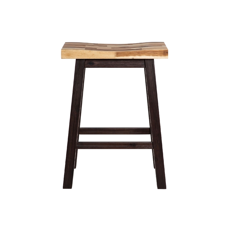 Amber Counter Height Stool-Saddle Seat-Espresso Brown Wood
