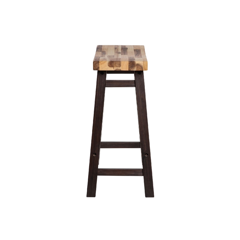 Amber Counter Height Stool-Saddle Seat-Espresso Brown Wood