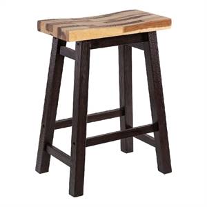 Amber Counter Height Stool-Saddle Seat-Espresso Brown Wood
