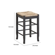 Sezy Counter Height Stool-Rush Rattan Square Seat-Charcoal Gray Base