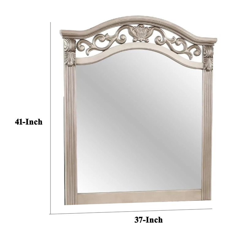 Dresser Mirror-Antique Silver Pine Wood-Molded Frame Detail-37x41
