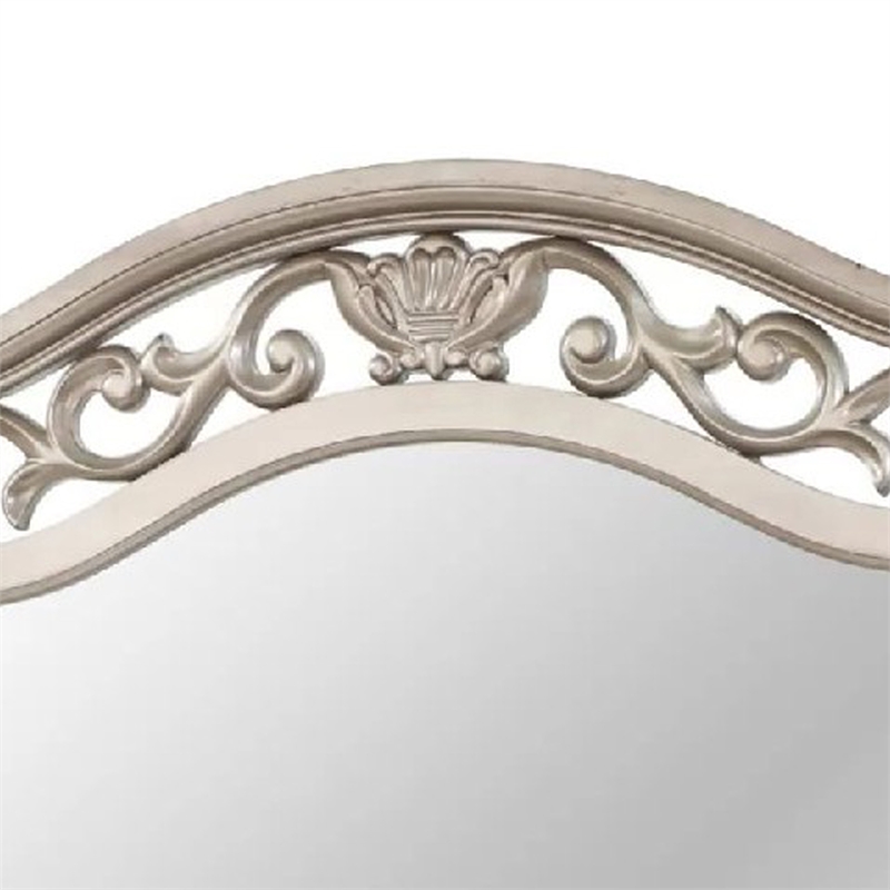 Dresser Mirror-Antique Silver Pine Wood-Molded Frame Detail-37x41