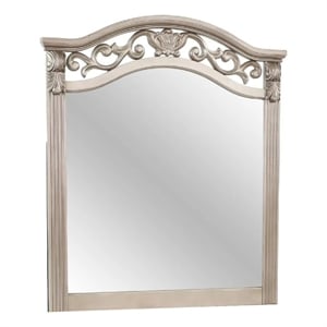 Dresser Mirror-Antique Silver Pine Wood-Molded Frame Detail-37x41