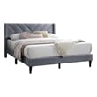 Niasa Full Size Bed-Chevron Tufted Gray Velvet Upholstered Foam
