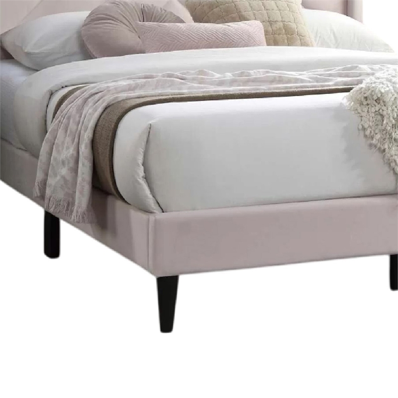 Niasa Full Size Bed-Chevron Tufted Pink Velvet Upholstered Foam