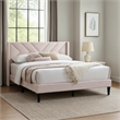 Niasa Full Size Bed-Chevron Tufted Pink Velvet Upholstered Foam