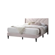 Niasa Full Size Bed-Chevron Tufted Pink Velvet Upholstered Foam