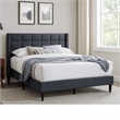 Zensa Full Bed-Charcoal Gray Linen Upholstery-Padded Wing Headboard