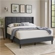 Zensa Full Bed-Charcoal Gray Linen Upholstery-Padded Wing Headboard