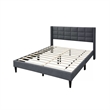 Zensa Full Bed-Charcoal Gray Linen Upholstery-Padded Wing Headboard