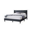 Zensa Full Bed-Charcoal Gray Linen Upholstery-Padded Wing Headboard