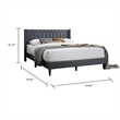 Liana Full Bed-Tufted Charcoal Gray Burlap Upholstery-Foam Padding