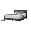 Liana Full Bed-Tufted Charcoal Gray Burlap Upholstery-Foam Padding