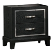 Nightstand with Charging Station-2 Drawers-Black Rubberwood 24 Inch