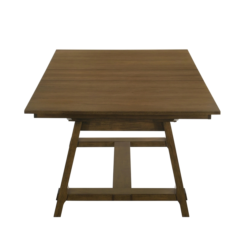 Lyoi Extendable Dining Table w Trestle Base-Hickory Brown-71-87 Inch