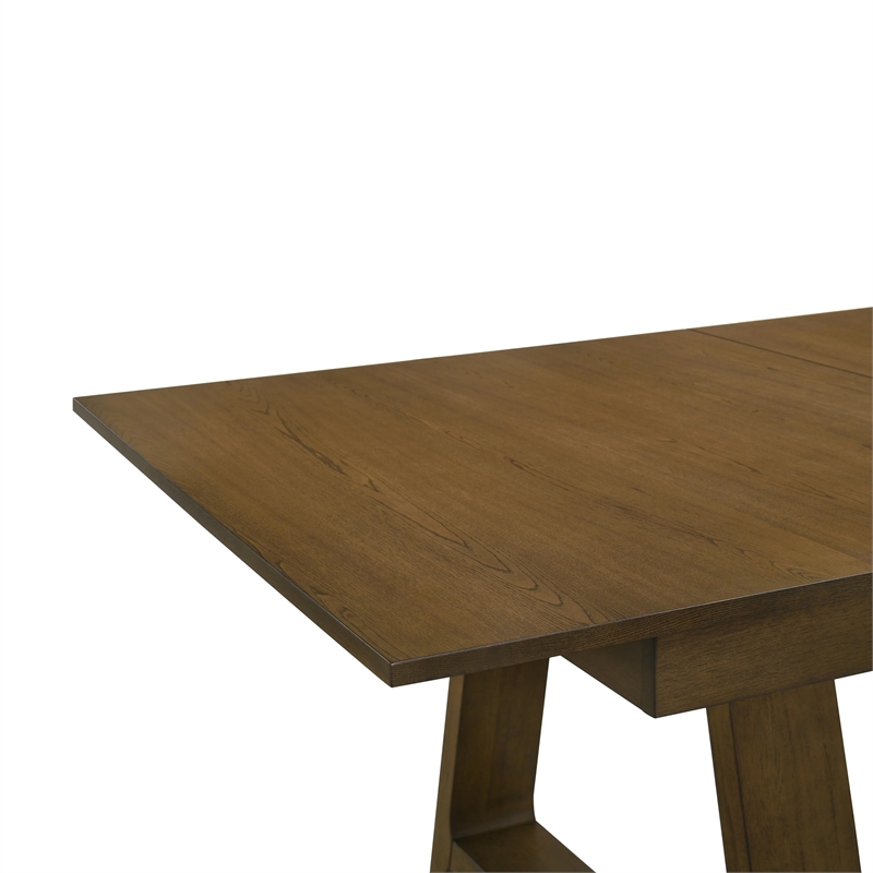 Lyoi Extendable Dining Table w Trestle Base-Hickory Brown-71-87 Inch
