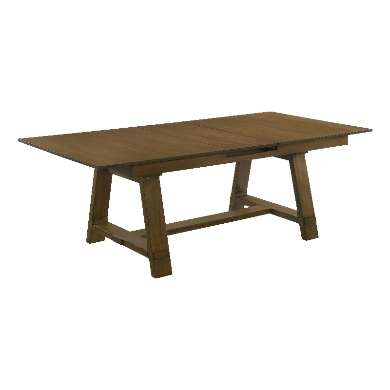 Lyoi Extendable Dining Table w Trestle Base-Hickory Brown-71-87 Inch