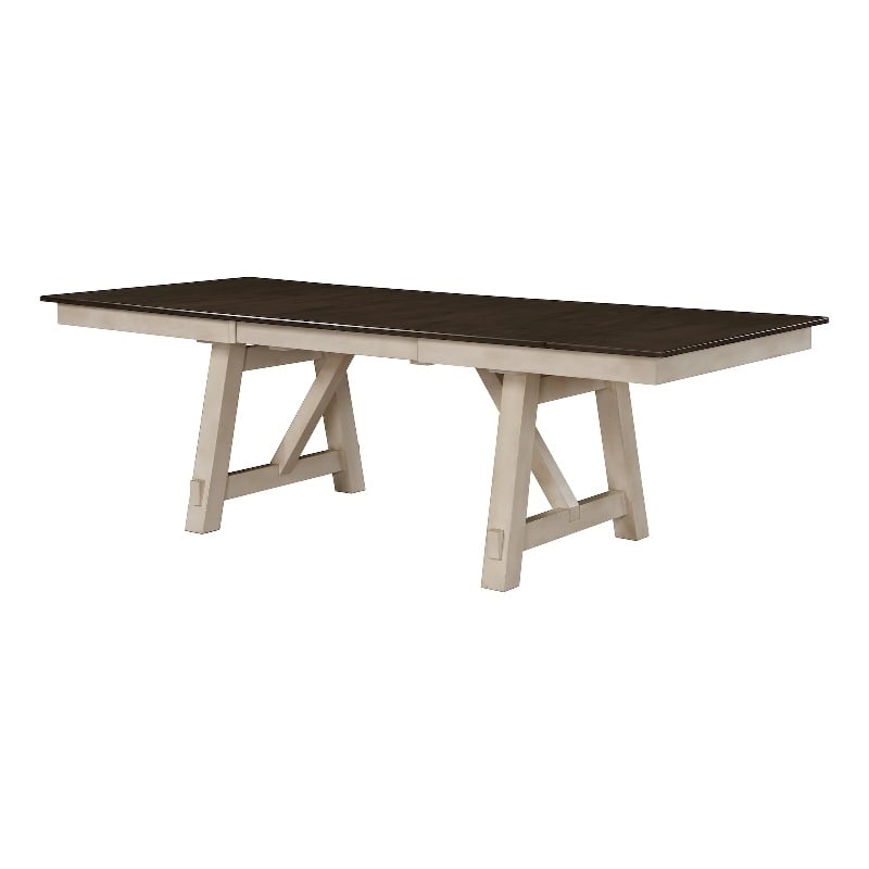 Riby Dining Table-66-94 Inch Top with 2 Leaves-Gray Antique White Wood
