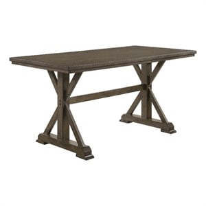 Omal Counter Height Dining Table-Khaki Brown 71 Inch Top-Trestle Base