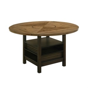 Kimberly Counter Height Table w Lazy Susan-5 Shelves-Black-Baked Brown
