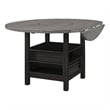 Counter Height Round Table-Lazy Susan-42-60 Inch Extendable-Black-Light Gray