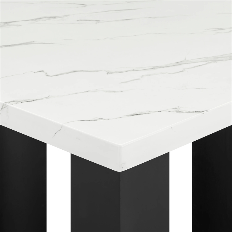 Riac Counter Height Table-48 Inch-White Faux Marble Top-Black Legs