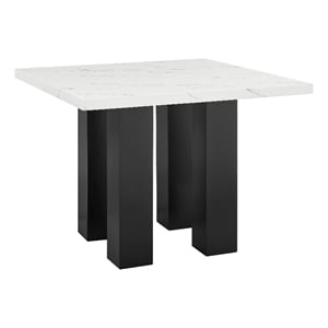 Riac Counter Height Table-48 Inch-White Faux Marble Top-Black Legs