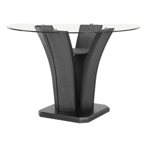 Brandon Counter Height Table-54 Inch Glass Top-Glam Dark Gray Pedestal