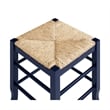 Sezy Counter Height Stool-Rush Rattan Square Seat-Navy Blue Base