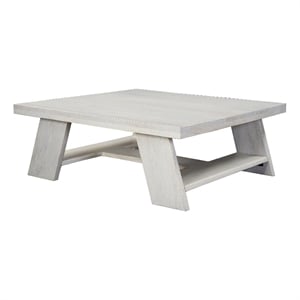 Aya 40&quot Square Coffee Table-Biscotti White Mango Wood-Bold Angled Legs