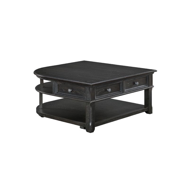 Cocktail Coffee Table w Storage- 38 Inch Lift Top- Charcoal Black