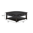 Cocktail Coffee Table w Storage- 38 Inch Lift Top- Charcoal Black