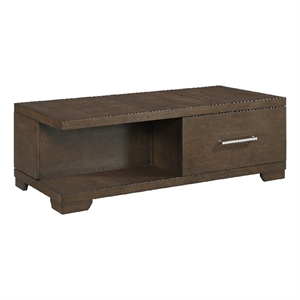 Coffee Table with Open Shelf- 50 Inch- 1 Door- Espresso Brown