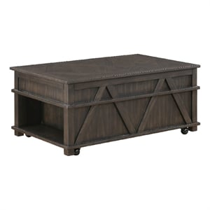 Coffee Table- 44 Inch- 1 Lift Top with Shelf Underneath- Brown