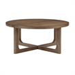 Coffee Table- 42 Inch Round Top- Open X-Base Design- Light Brown
