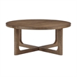 Coffee Table- 42 Inch Round Top- Open X-Base Design- Light Brown
