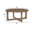 Coffee Table- 42 Inch Round Top- Open X-Base Design- Light Brown