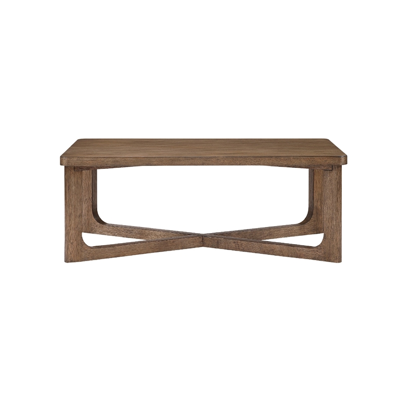 Coffee Table- 48 Inch Rectangle Top- X-Base Design- Light Brown