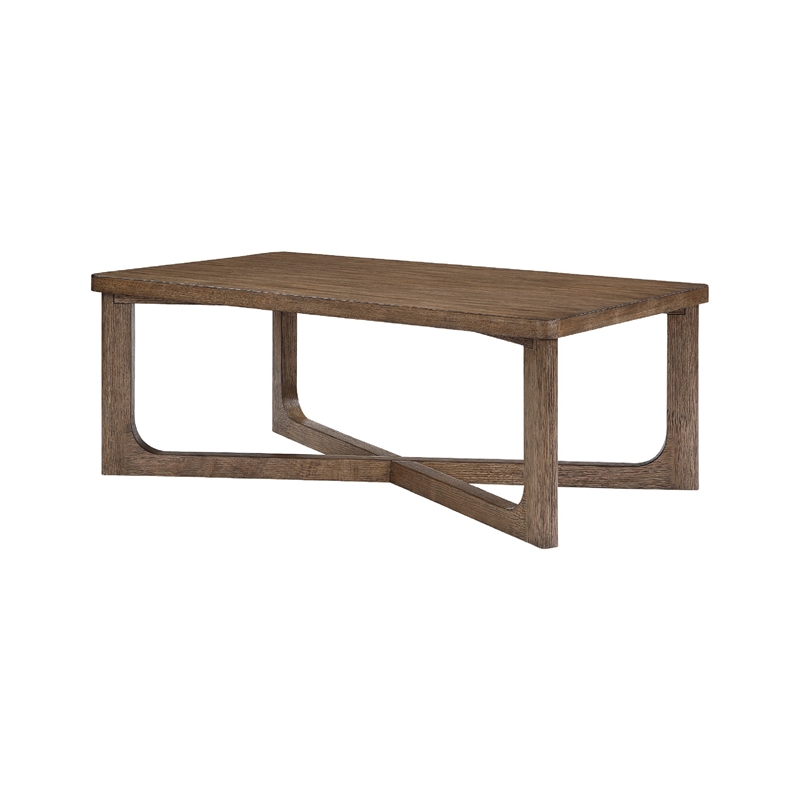 Coffee Table- 48 Inch Rectangle Top- X-Base Design- Light Brown