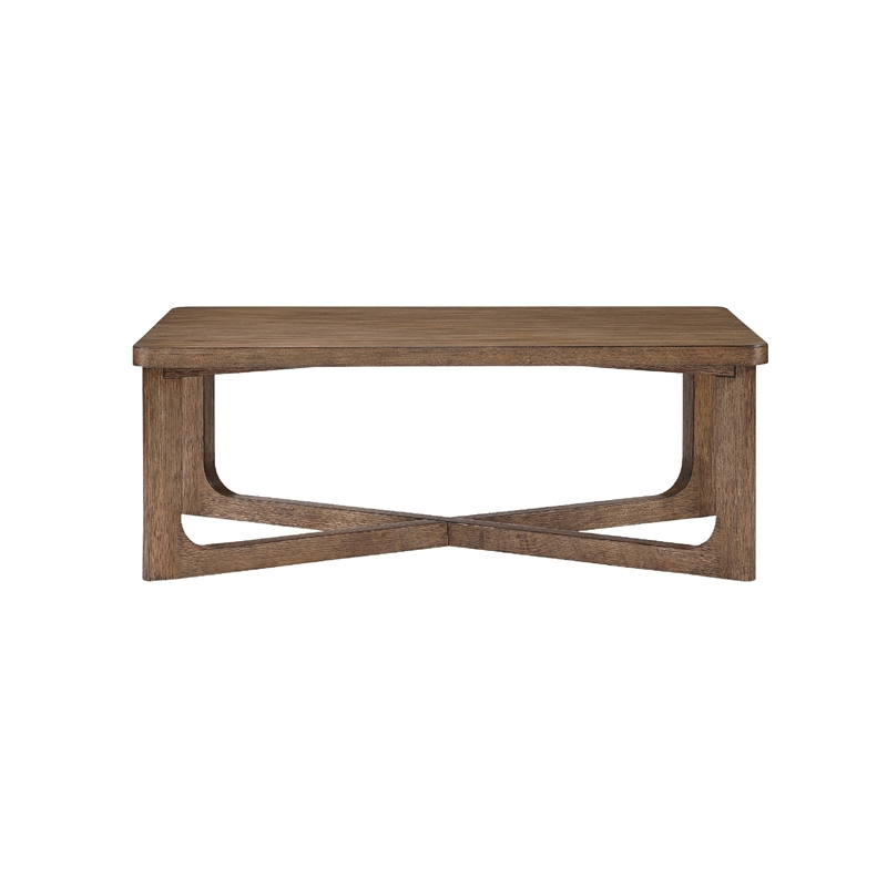 Coffee Table- 48 Inch Rectangle Top- X-Base Design- Light Brown