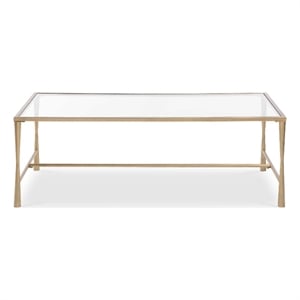 Coffee Table- 47 Inch Rectangular Glass Top- Antique Gold Iron