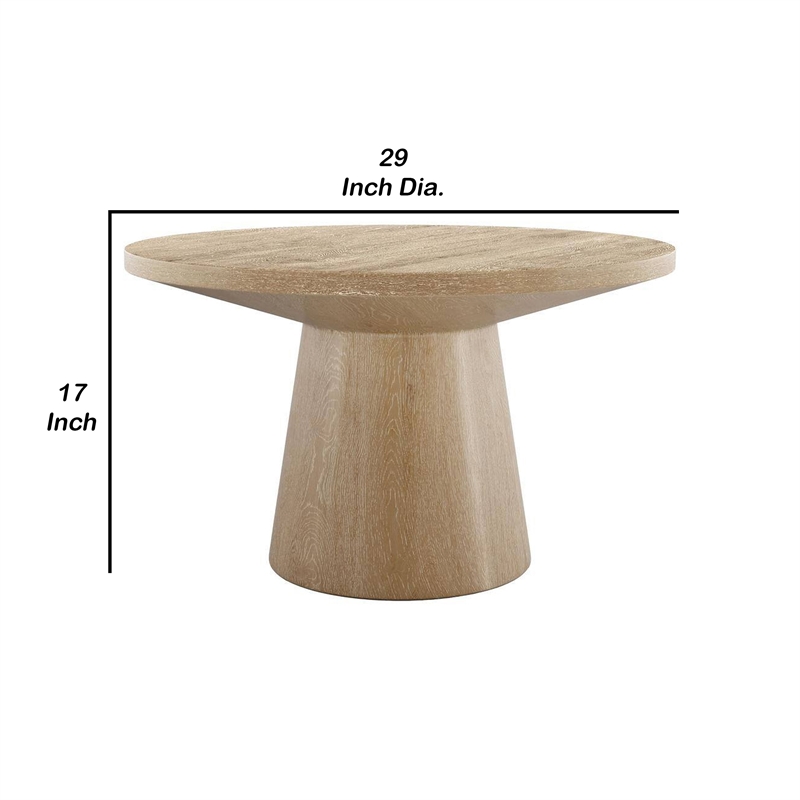 Coffee Table- Pedestal Base- 29 Inch Round Top in Oak Brown