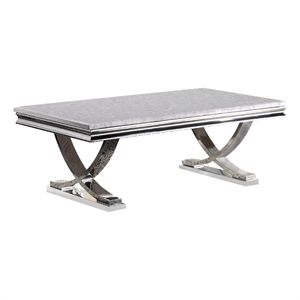 Coffee Table- Faux Marble Top- Chrome Pedestal Base- 51 Inch